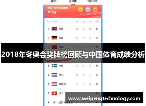 2018年冬奥会奖牌榜回顾与中国体育成绩分析